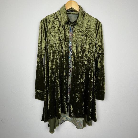 Dor‎ Dor Couture Crushed Velvet Tunic Top S Burnout Whimsigoth Forest Fairy - Picture 2 of 8